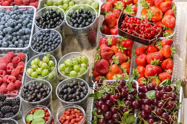 Berries and other kinds of fruit at Danilovsky Market in Moscow