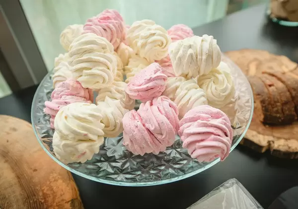 Berry Marshmallow Zefir Dessert On The Glass Plate