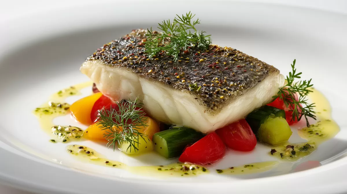 Beschwipstes Schollen Filet mit Gemüse und Dill