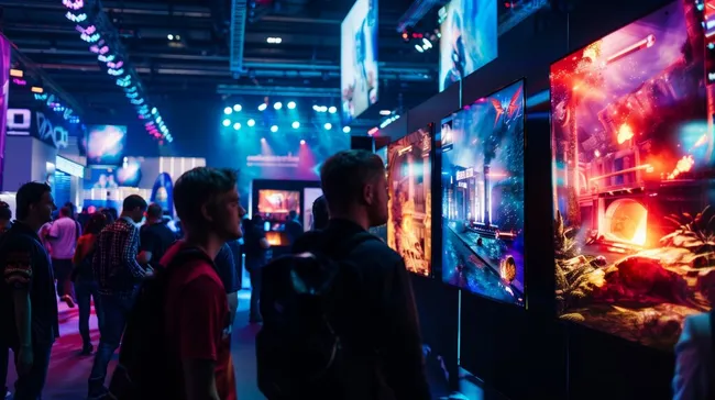 Besucher erkunden digitale Gaming-Ausstellung