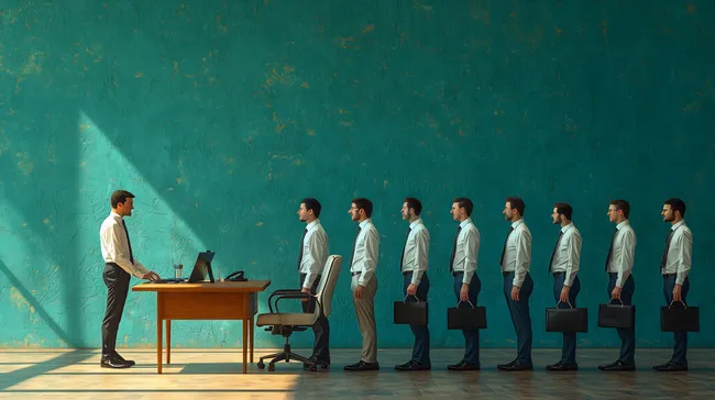 Bewerber warten auf Einstellungsgespräch im modernen Büro