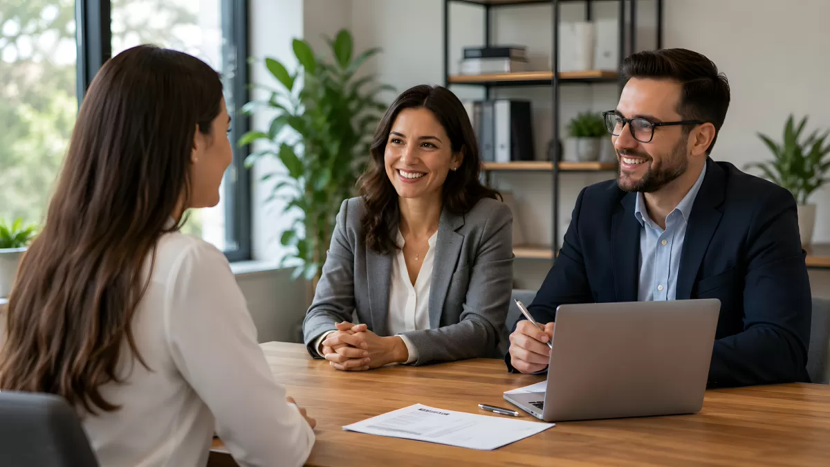 Bewerbungsgespräch mit zwei Personalern im Büro