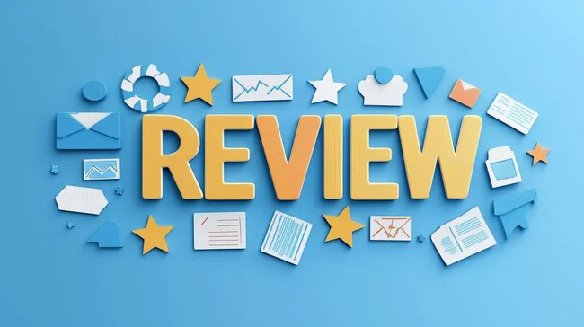 Bewertung und Bewertungssymbole auf blauem Hintergrund