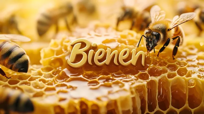 Bienenstock mit Honigwaben und Bienen