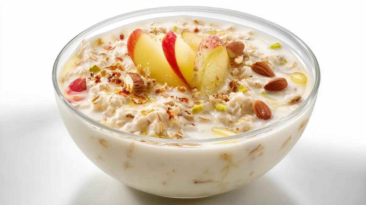 Bircher Dickmilch Müsli mit Apfel und Mandeln