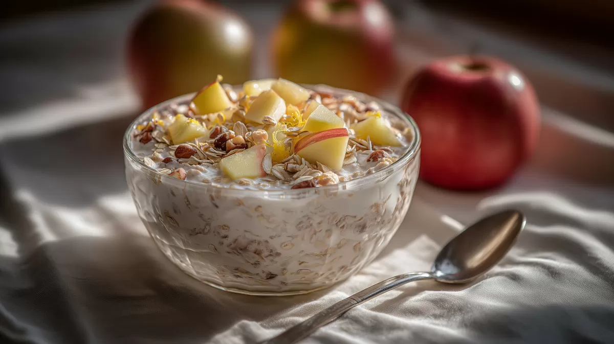 Bircher Dickmilch Müsli mit frischen Äpfeln