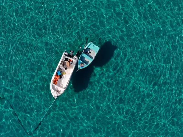 Bird's eye view of a small fishing boats