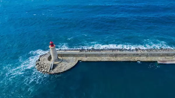 Bird's eye view of the lighthouse in Puerto de Andraitx, Mallorca