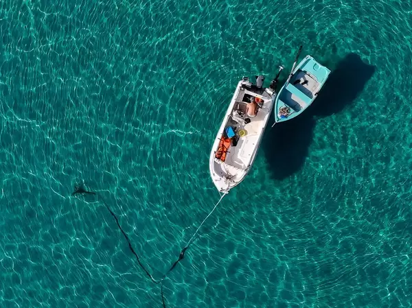 Bird's eye view of two small boats