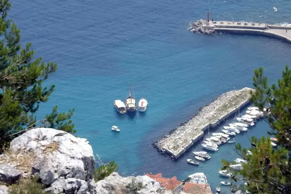 Bird's eye view over a bay in Dubrovnik, Croatia