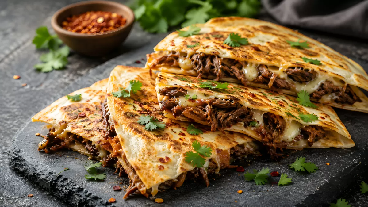 Birria-Quesadillas mit Rindfleisch und Käse