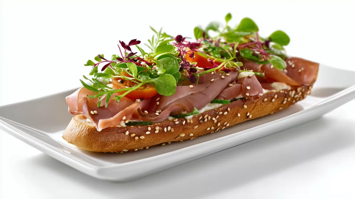 Bismarck Hering Baguette mit frischen Mikrosprossen