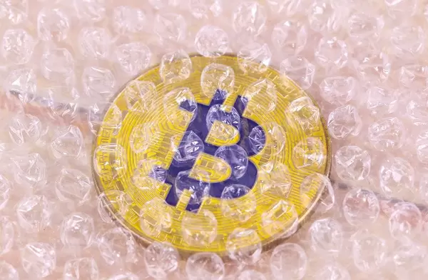 Bitcoin covered with bubble wrap