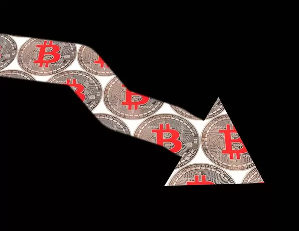 Bitcoin texture with falling graph