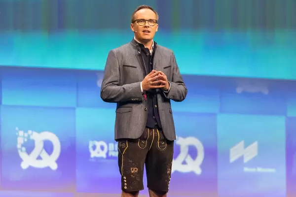 Bits & Pretzels founder Bernd Storm van's Gravesande opens the annual founders event at ICM in Munich, Germany