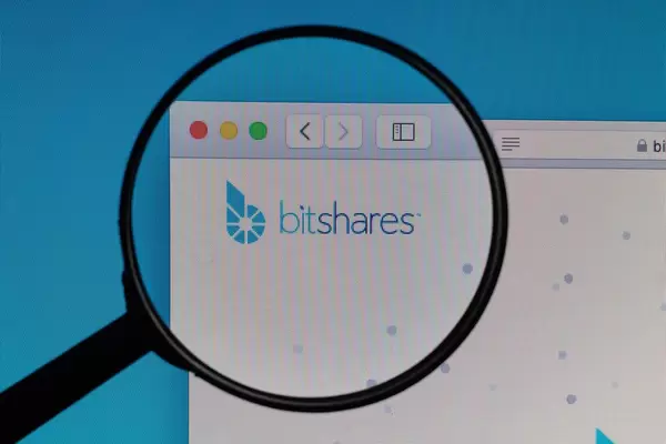 Bitshares logo under magnifying glass
