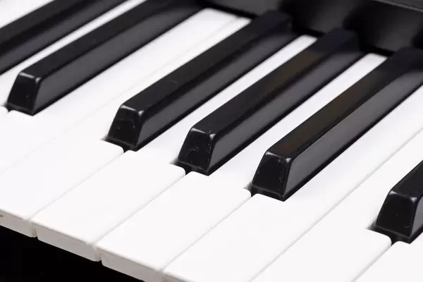 Black and White Piano keyboard closeup image