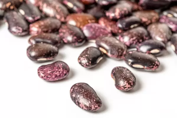 Black beans on a white background