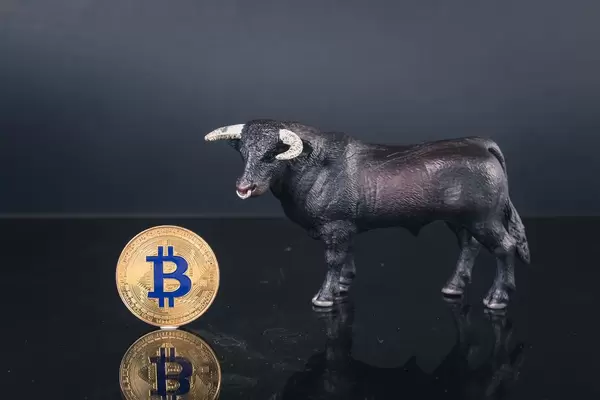 Black bull with golden Bitcoin
