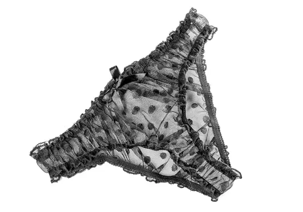 Black female panties on a white background