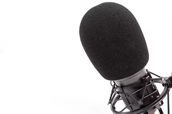 Black Studio condenser Microphone with copy space