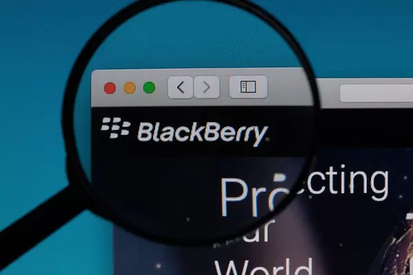 BlackBerry logo under magnifying glass