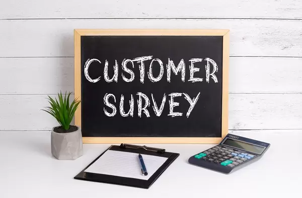 Blackboard with Customer Survey text