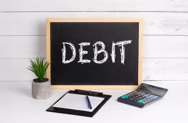 Blackboard with Debit text