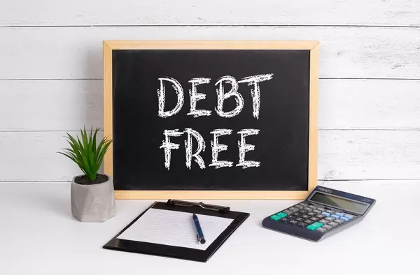 Blackboard with Debt Free text