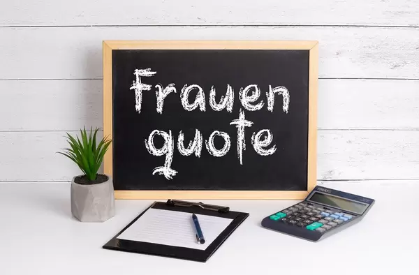 Blackboard with Frauenquote text