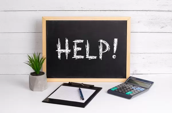 Blackboard with Help! text