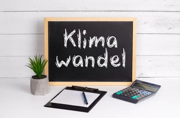 Blackboard with Klimawandel text