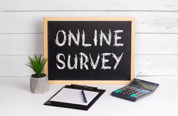 Blackboard with Online Survey text