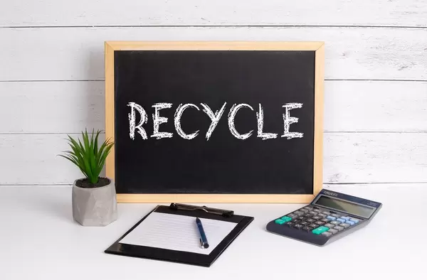 Blackboard with Recycle text