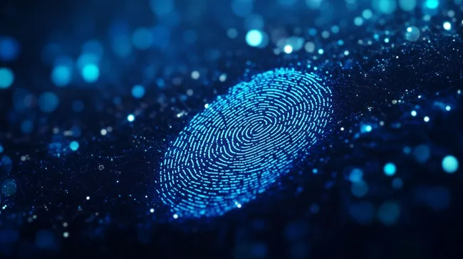 Blauer Digitaler Fingerabdruck für Biometrie-Authentifizierung