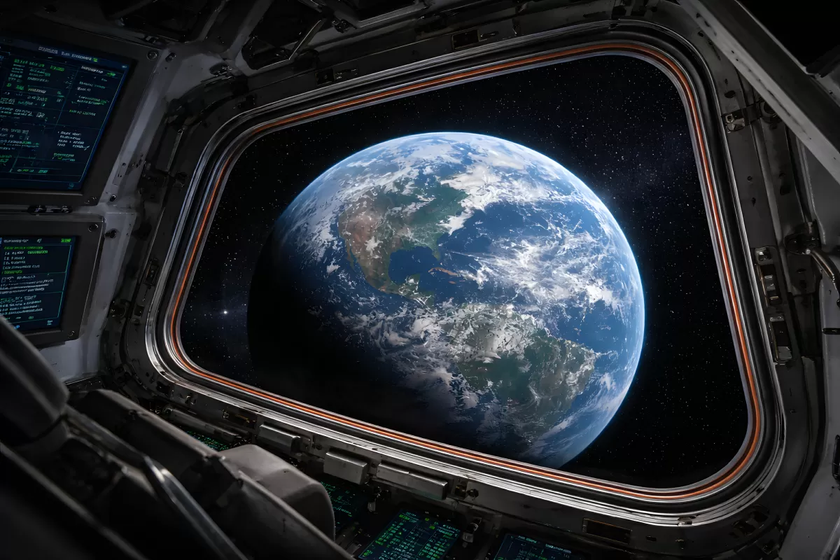 Blick aus NASA-Raumstation auf die Erde im Weltall