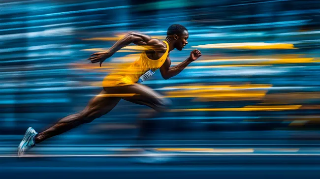 Blitzschnell vorbeieilender Sprinter in Aktion