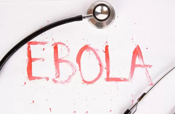 Bloody word Ebola with stethoscope