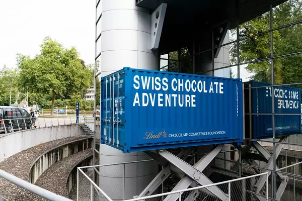 Blue counter of Swiss chocolate brand Lindt