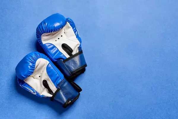 Blue kickboxing training hand gloves