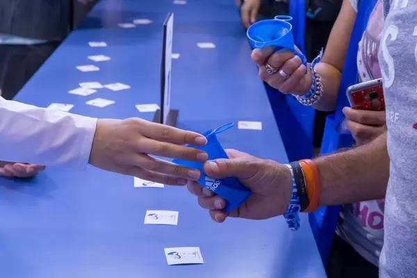 Blue squeezable drinking cup by adidas