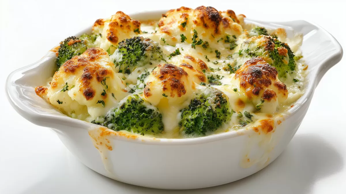 Blumenkohl Brokkoli Gemüseauflauf mit Käsekruste