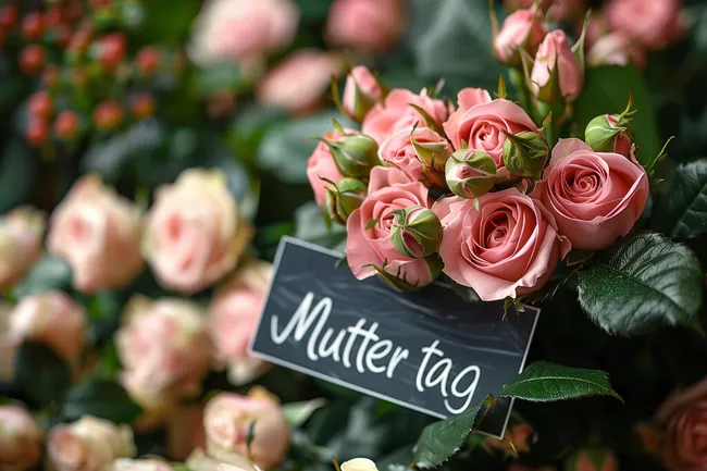 Blumenstrauß mit Muttertag-Schild