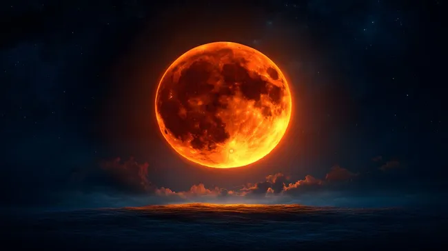 Blutroter Mondfenster am Nachthimmel