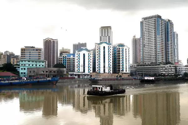 Boats and Barge afloat the Pasig river in Manila District