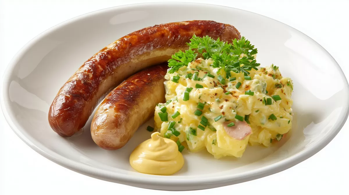 Bockwurst mit Kartoffelsalat frisch angerichtet