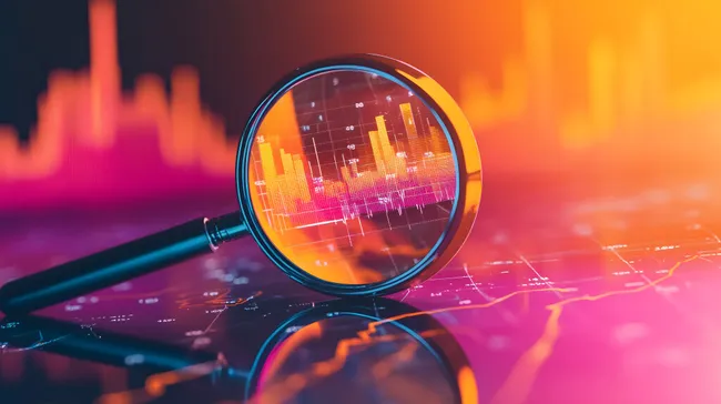 Börsendaten und Finanzdiagramme unter Lupe