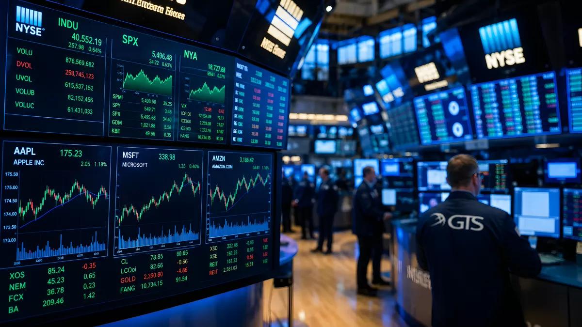 Börsenhändler an der NYSE vor Kurstafeln