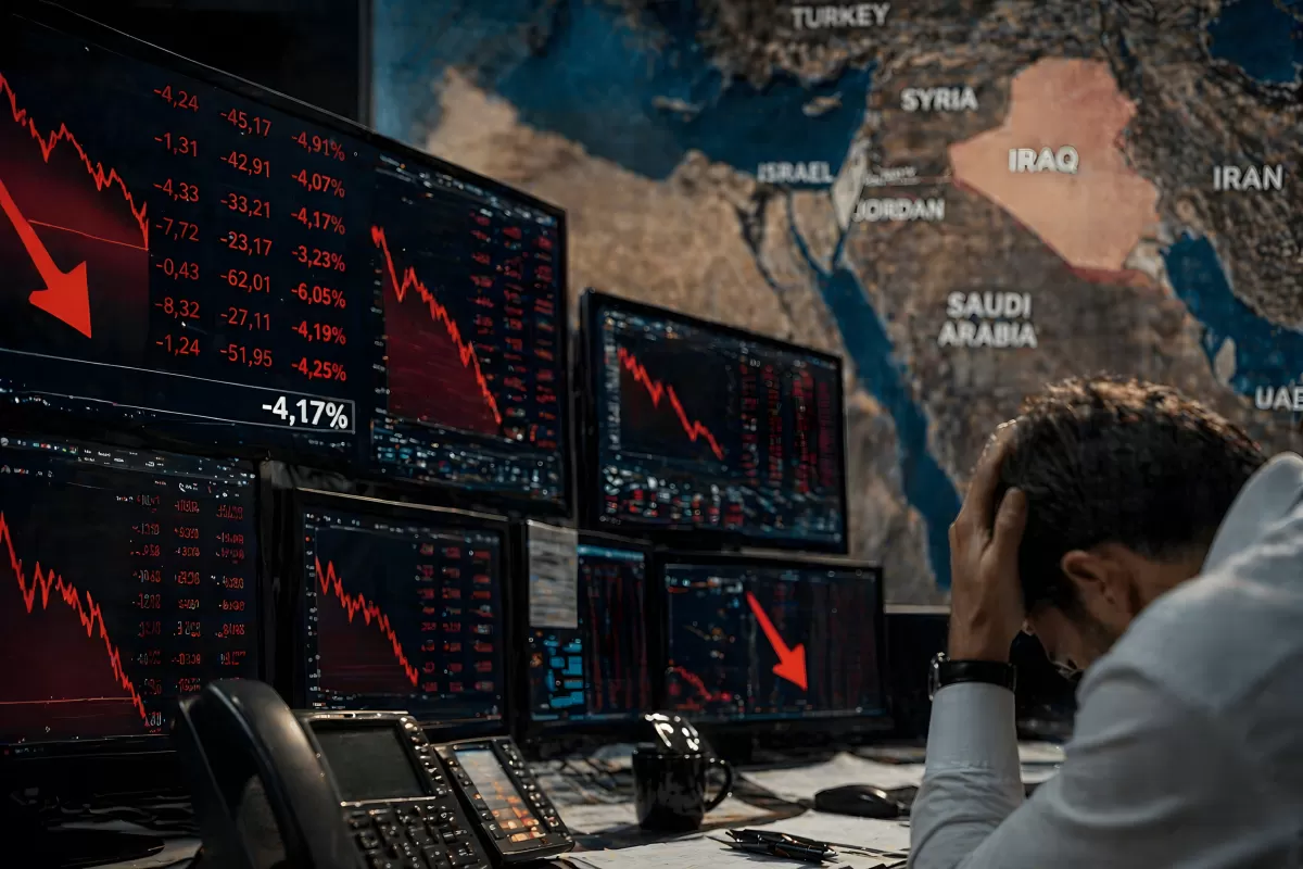 Börsenhändler verzweifelt vor fallenden Aktienkursen