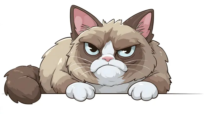 Böse Cartoon-Katze mit grimmigem Blick